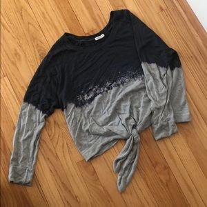 SOCIALITE tie-dye distressed front-tie sweater